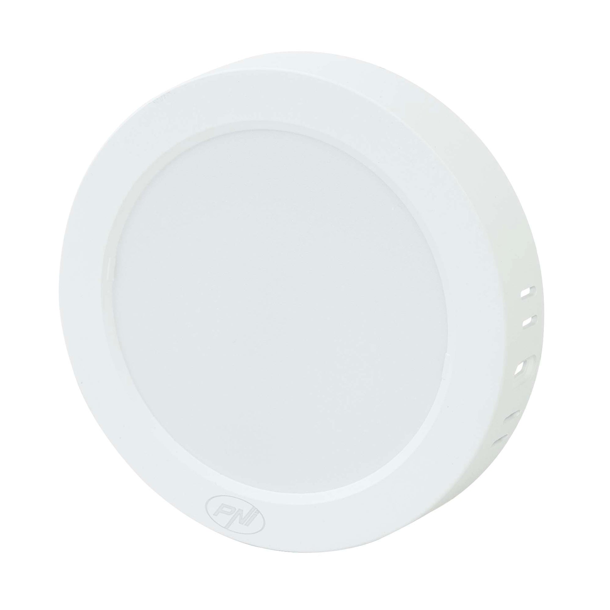 Plafoniera LED PNI D-Light CL2412 12W, rotunda 16.7 cm, 6400K, alimentare 230V, 1320 lm, alb rece