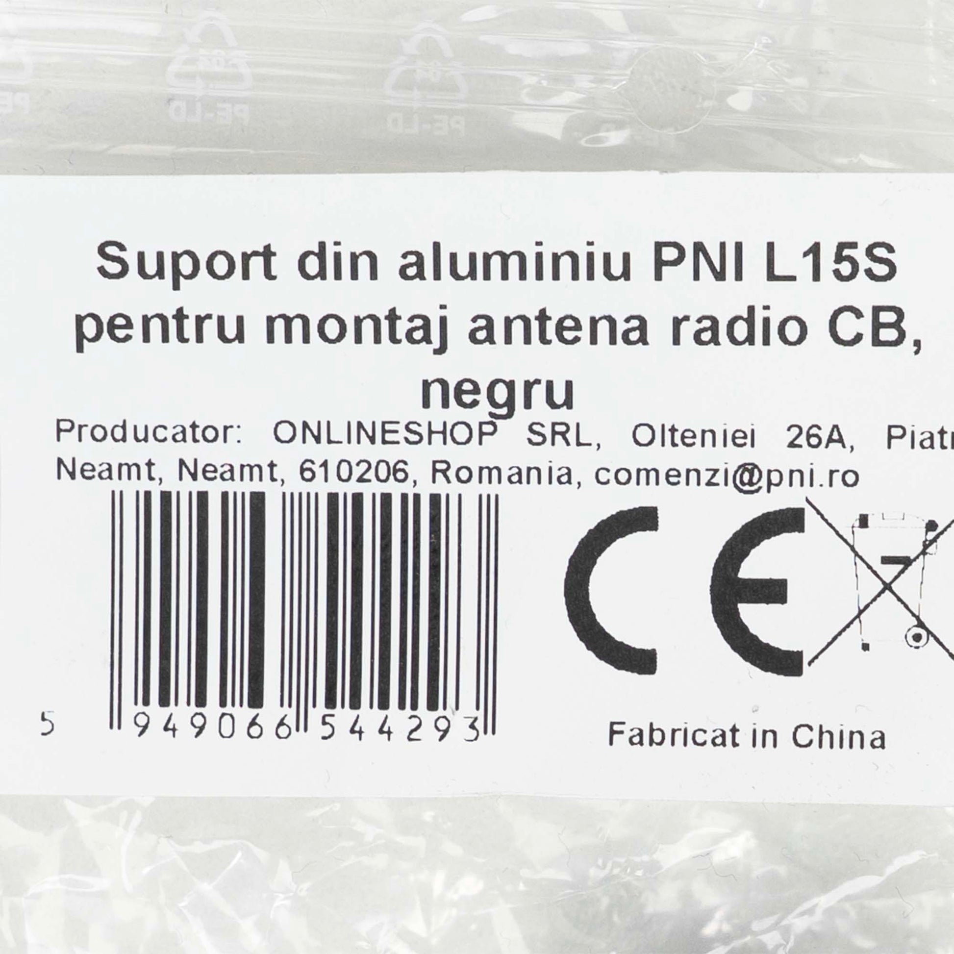 Suport din aluminiu PNI L15S pentru montaj antena radio CB, negru