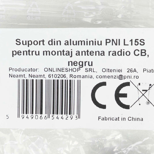 Suport din aluminiu PNI L15S pentru montaj antena radio CB, negru