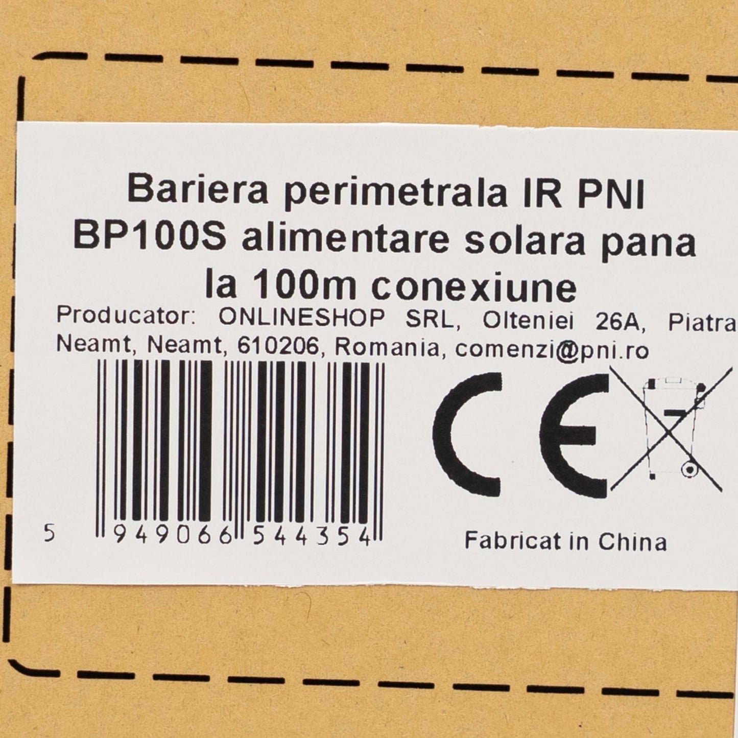 Bariera perimetrala IR PNI BP100S pana la 100m, 2 raze, alimentare solara, 4000 mAh, conexiune wireless, negru