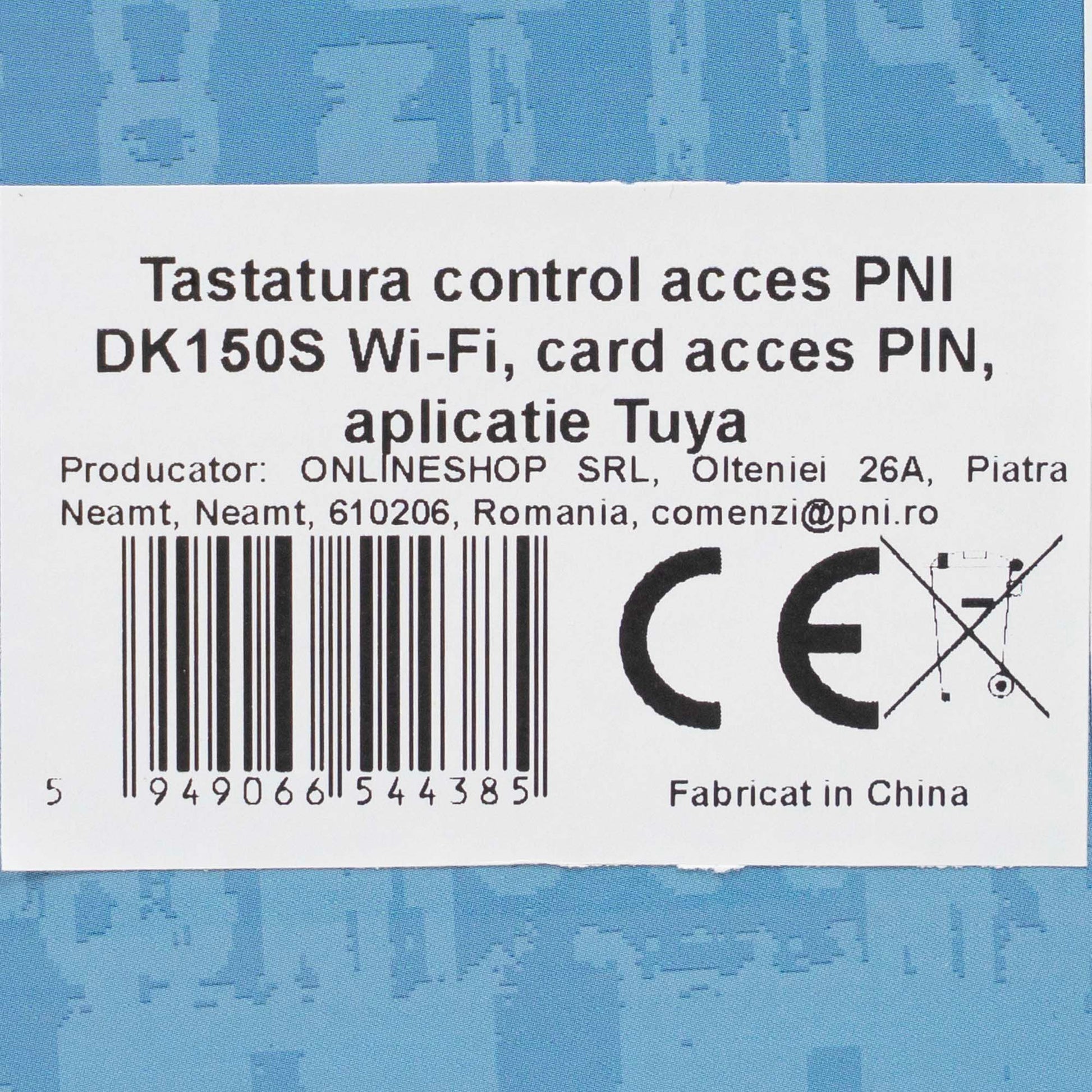 Tastatura control acces PNI DK150S cu Wi-Fi, card acces, PIN si aplicatie Tuya, negru