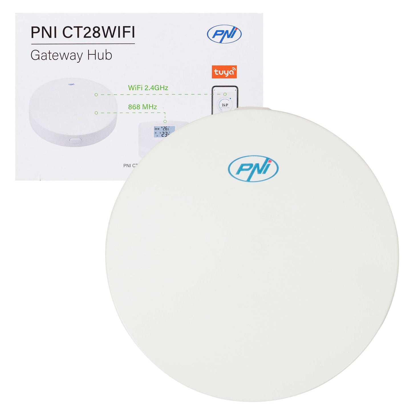 Kit automatizare Wi-Fi PNI CT28 Pro 4 pentru incalzire in pardoseala, aplicatie de mobil Tuya Smart, 4 unitati comanda si hub internet inclus