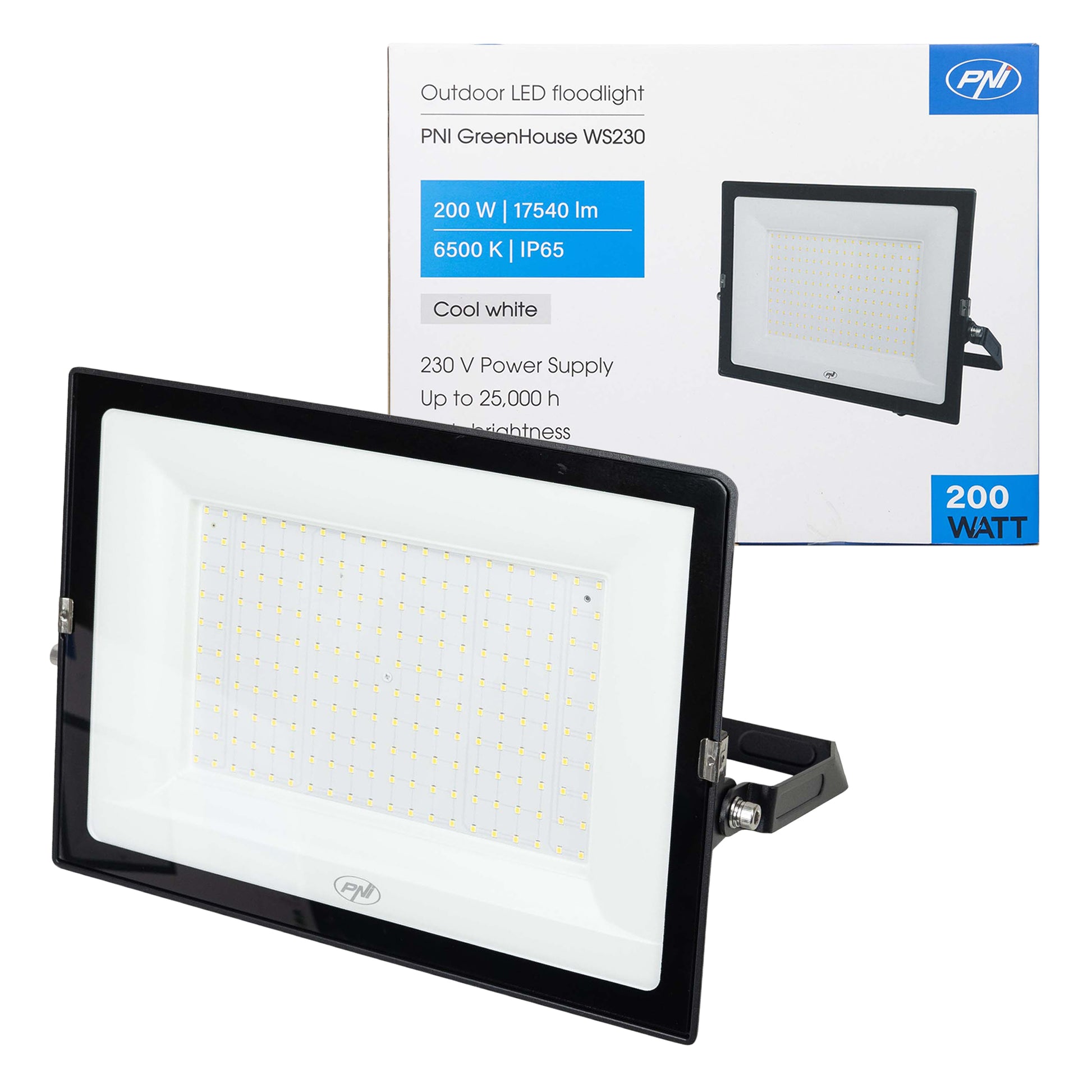 Reflector LED PNI GreenHouse WS230 200 W, alimentare 230 V, 17540 lm, 6500 K, IP65