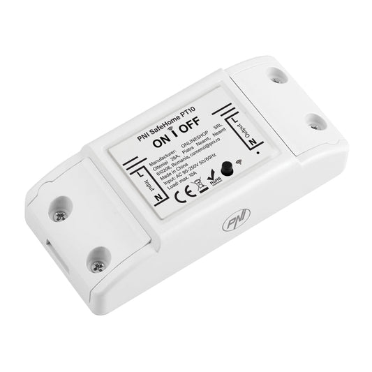 Releu inteligent PNI SafeHome PT10S WiFi, ON / OFF, intrare 230V, iesire 230V 10A, control prin aplicatia Tuya Smart