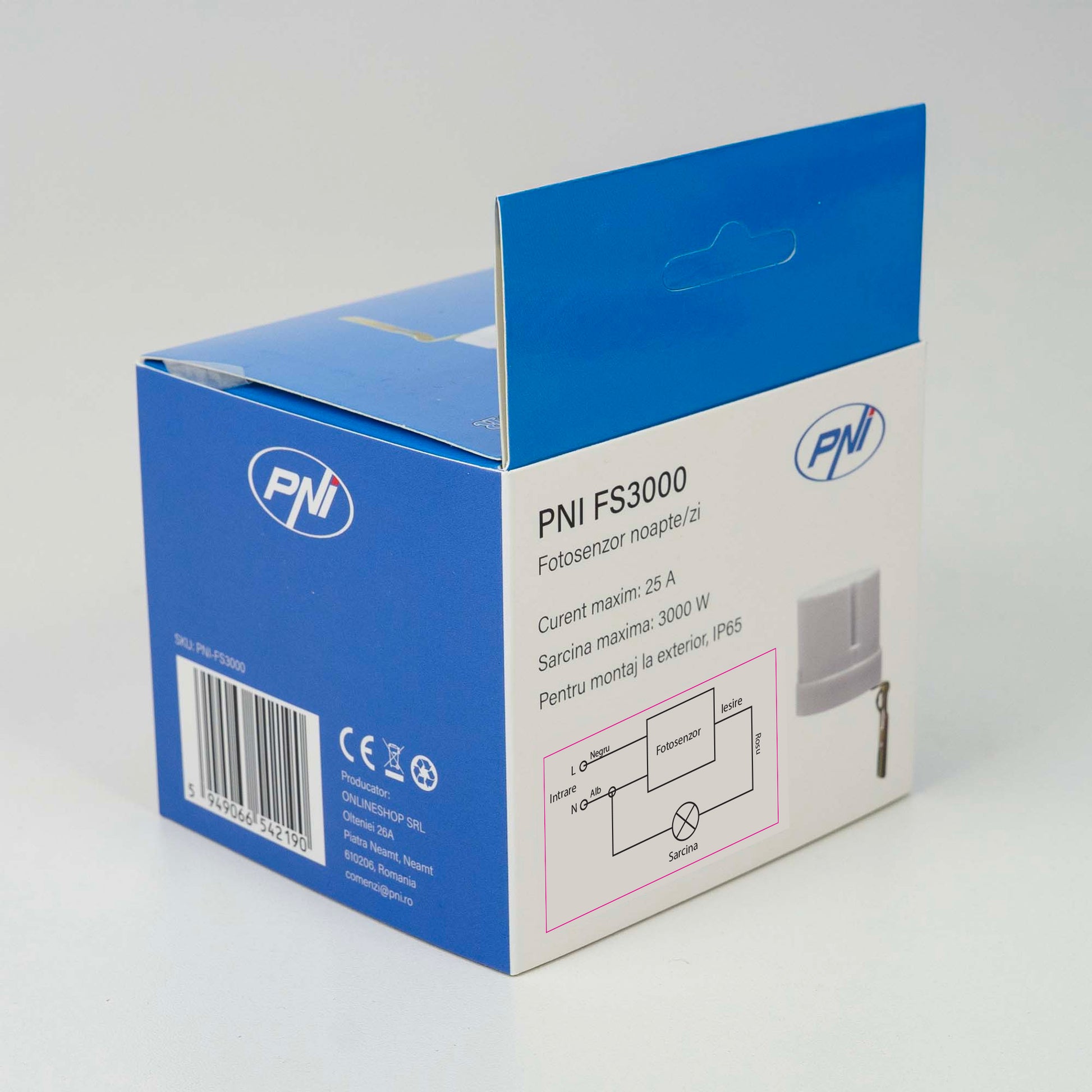 Fotosenzor noapte/zi PNI FS3000 25A, 3000W, de exterior